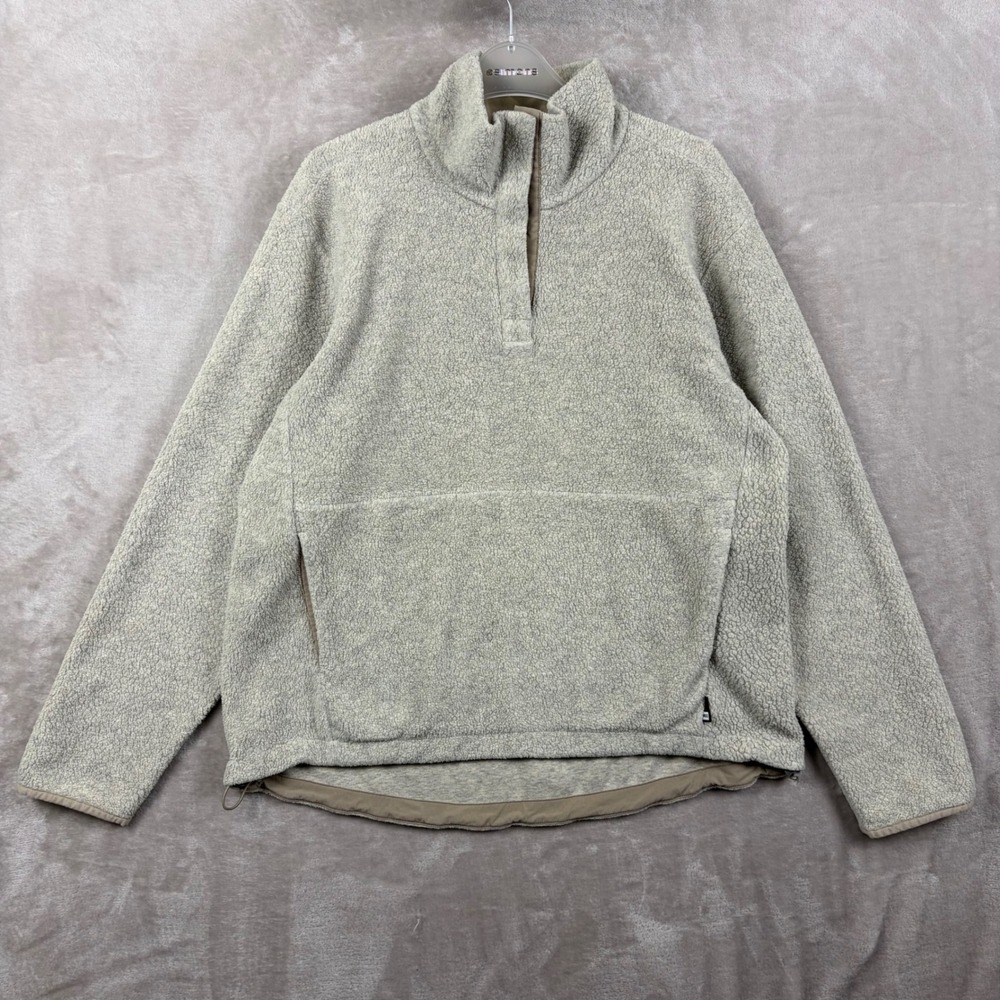MEC Womens L Grey Sherpa Fleece Quarter Snap Pullover Jacket Outdoor Hiking
